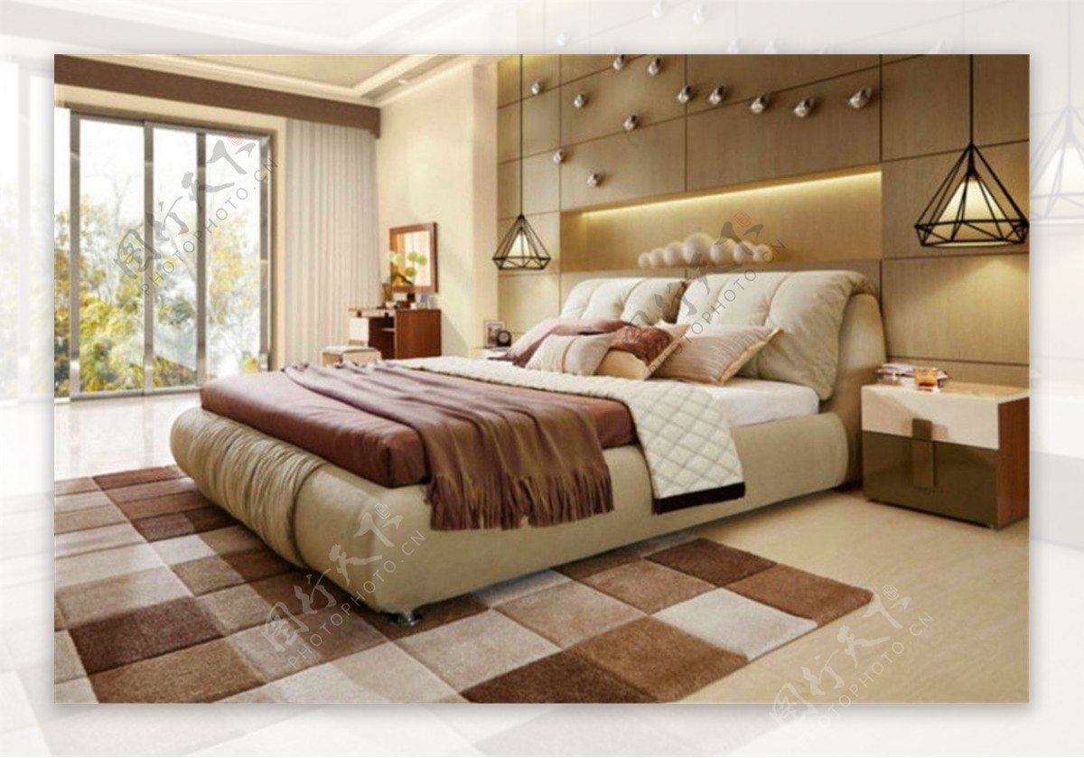 现代韩式卧室装修设计效果图