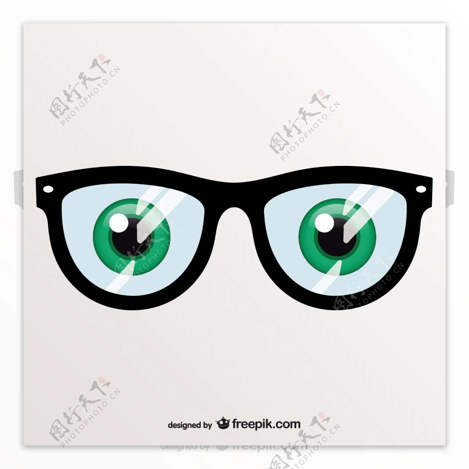绿色眼睛和眼镜