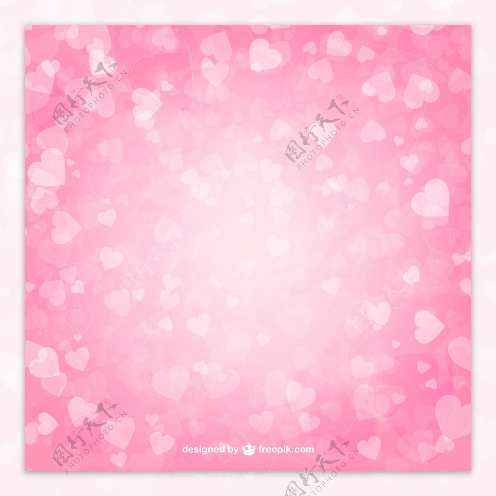 粉色缤纷爱心背景矢量图
