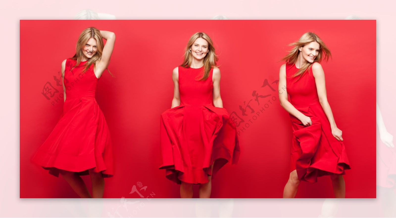 穿红裙子的性感女人图片