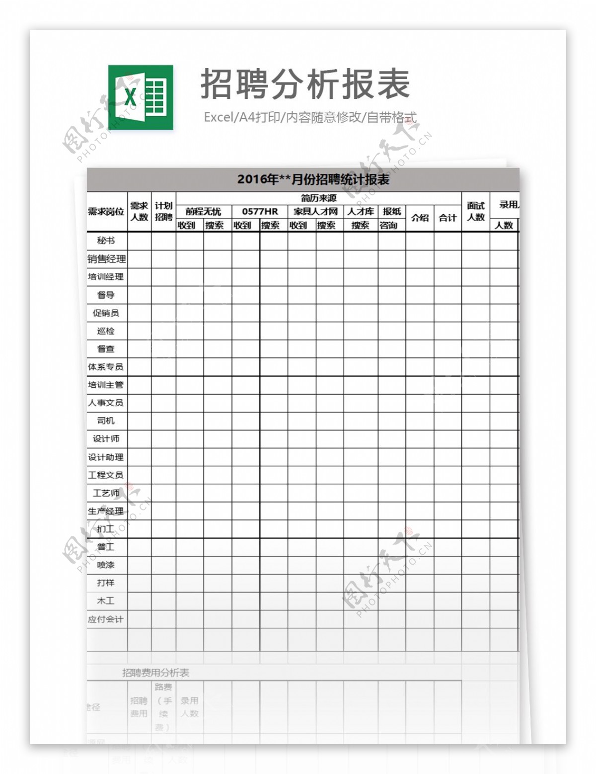 招聘分析报表excel模板