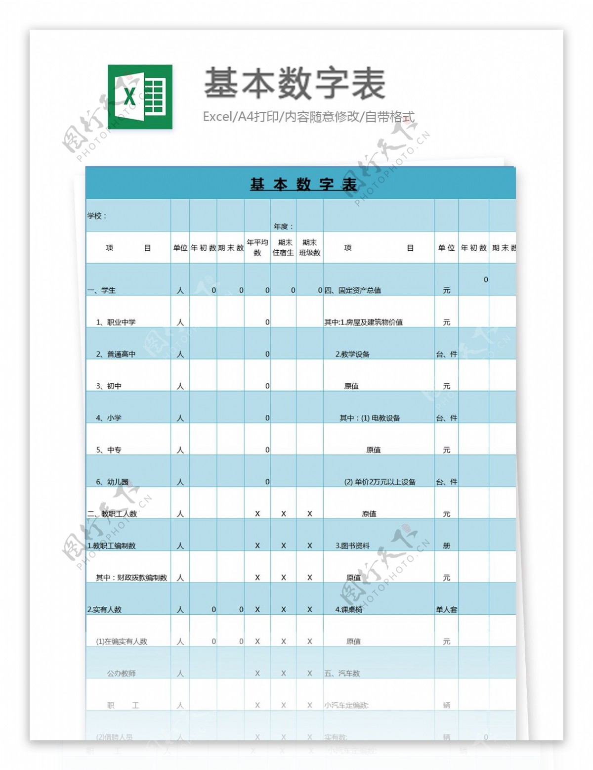 基本数字表