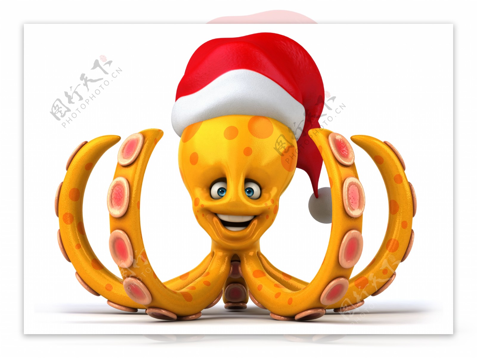戴圣诞帽的卡通章鱼图片