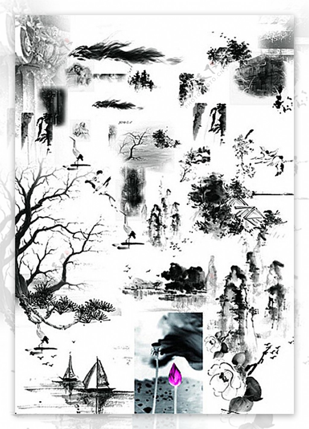 中国传统元素水墨表现psd素材图片