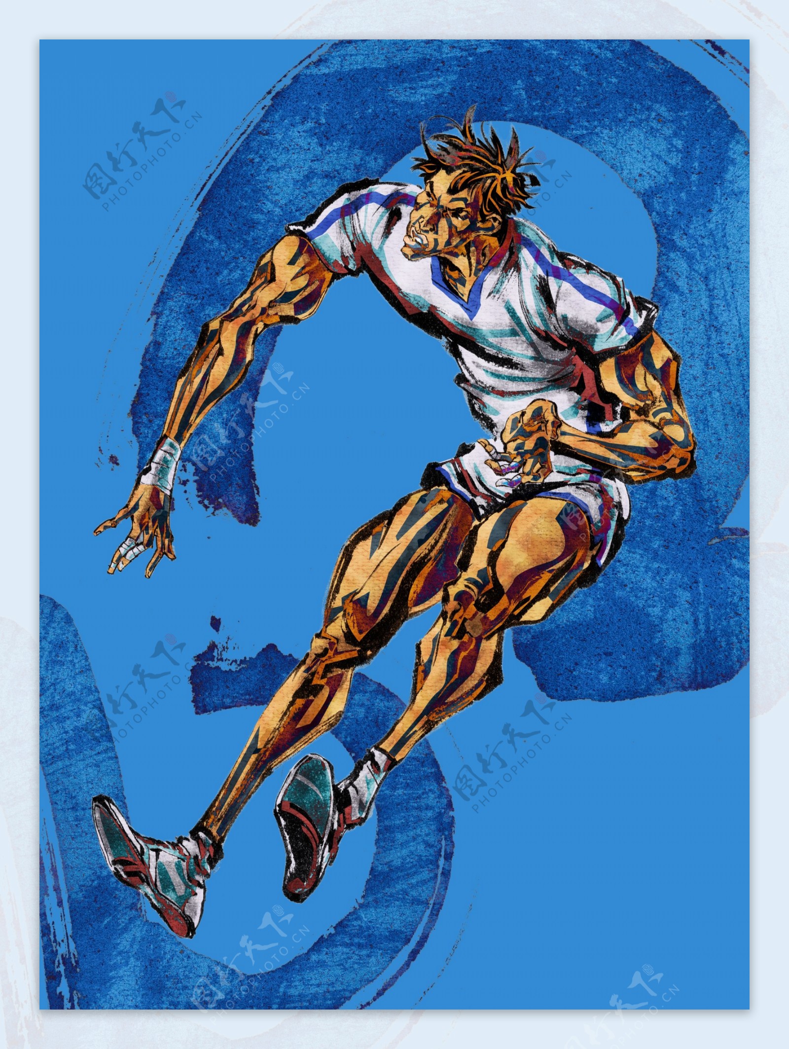 运动健身绘画人物分层素材PSD013