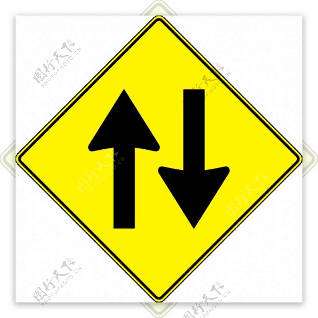 paulprogrammer黄色的路标双向交通的剪辑艺术