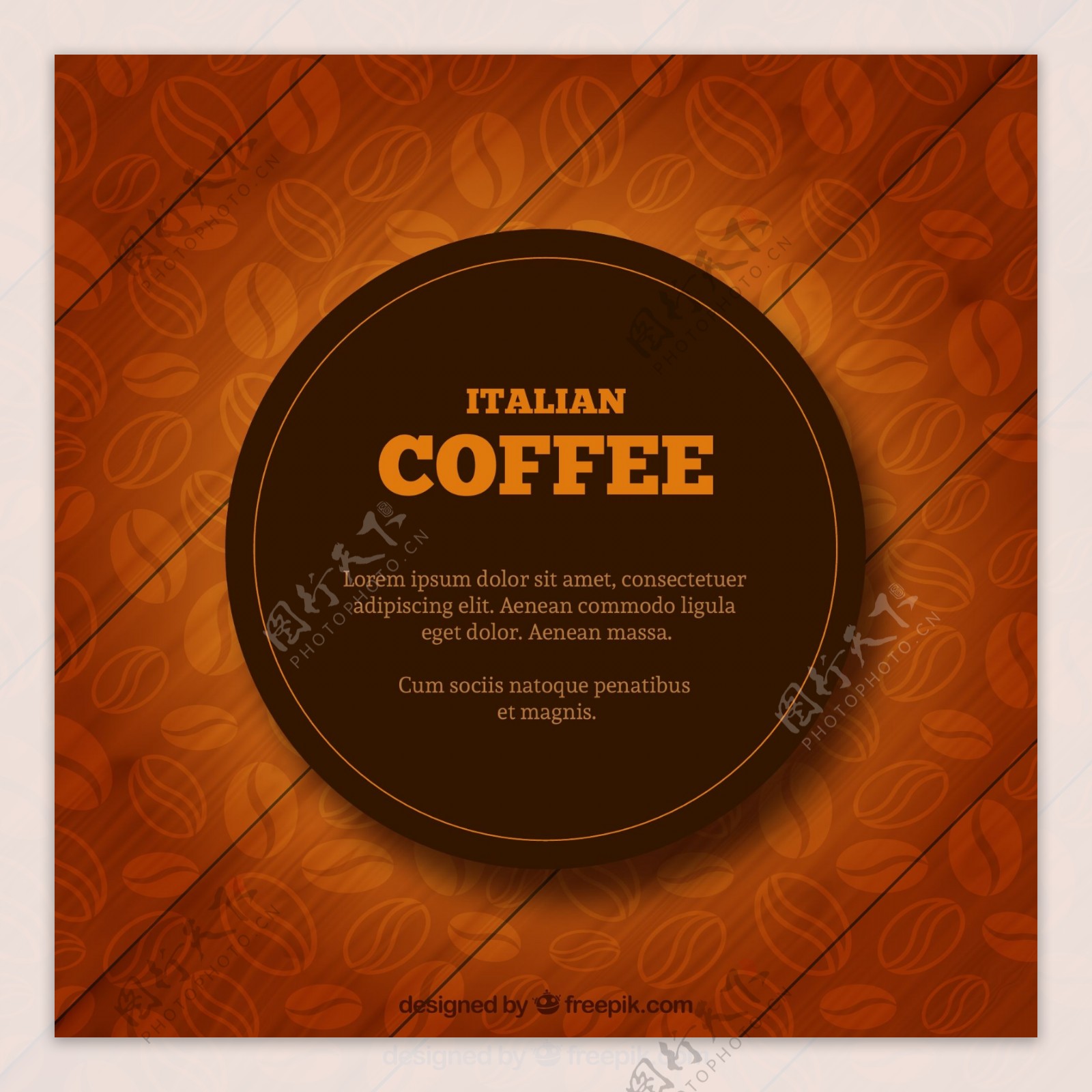 意大利咖啡标签背景矢量图