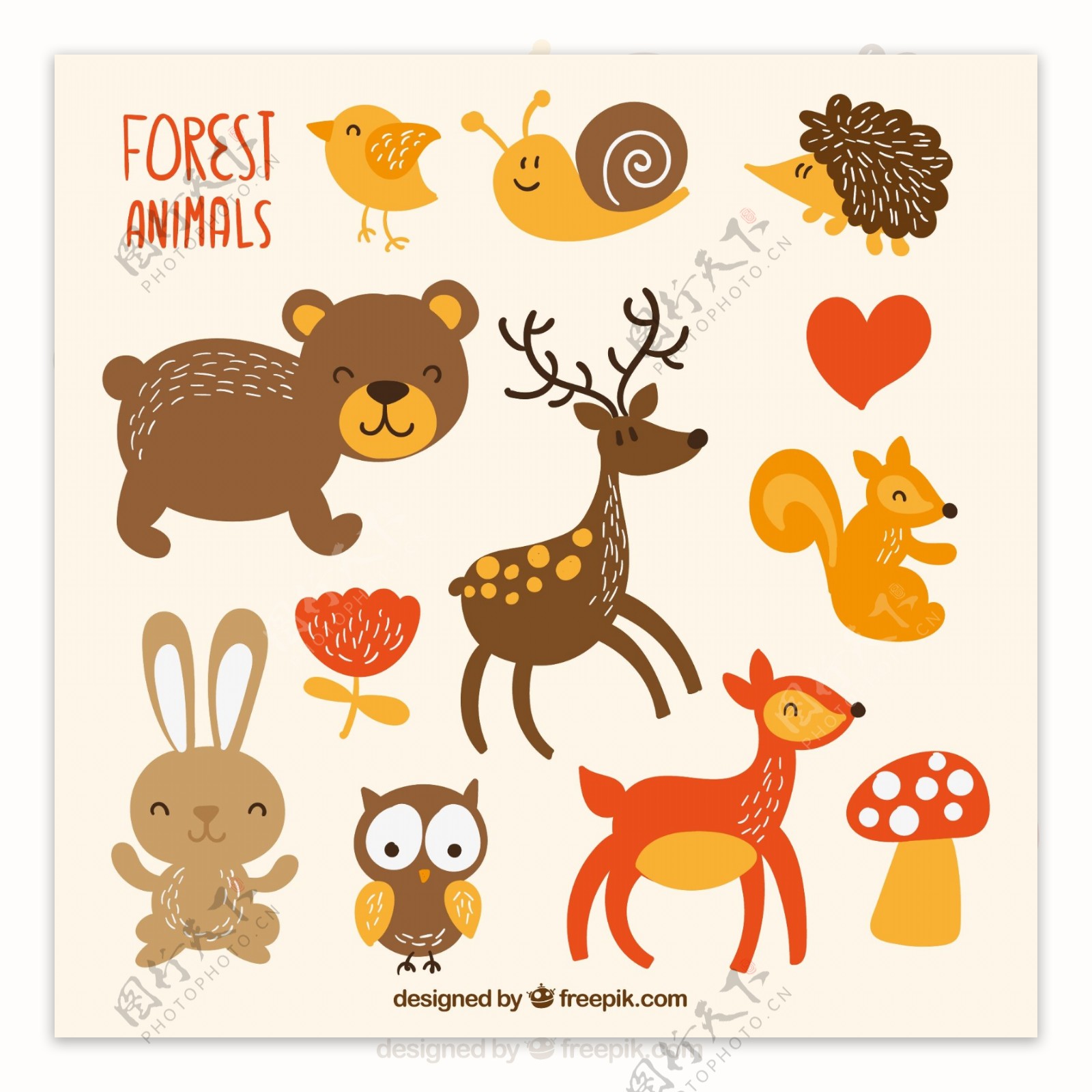卡通森林动物矢量素材