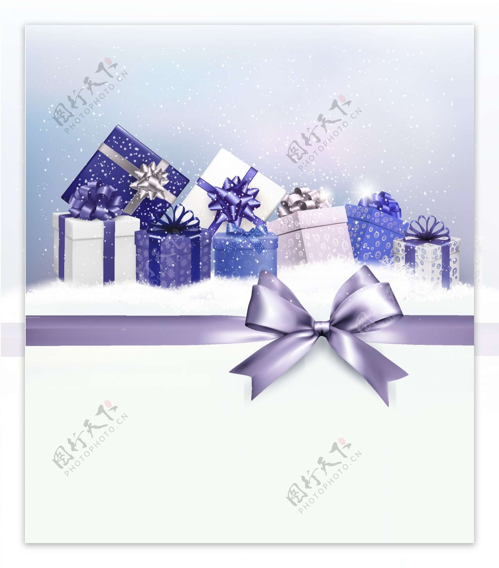 精美紫色礼盒圣诞贺卡