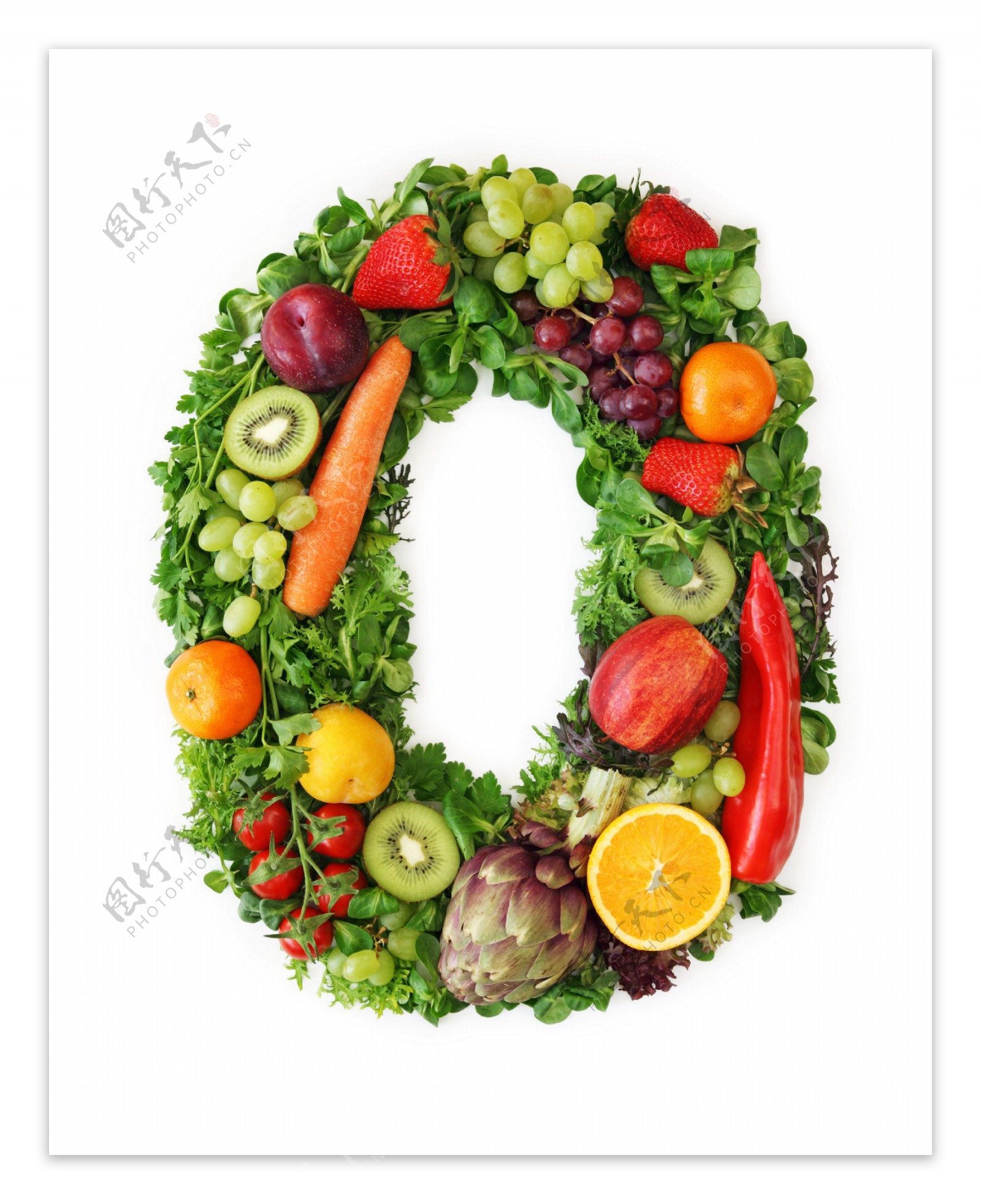 蔬菜水果组成的字母O