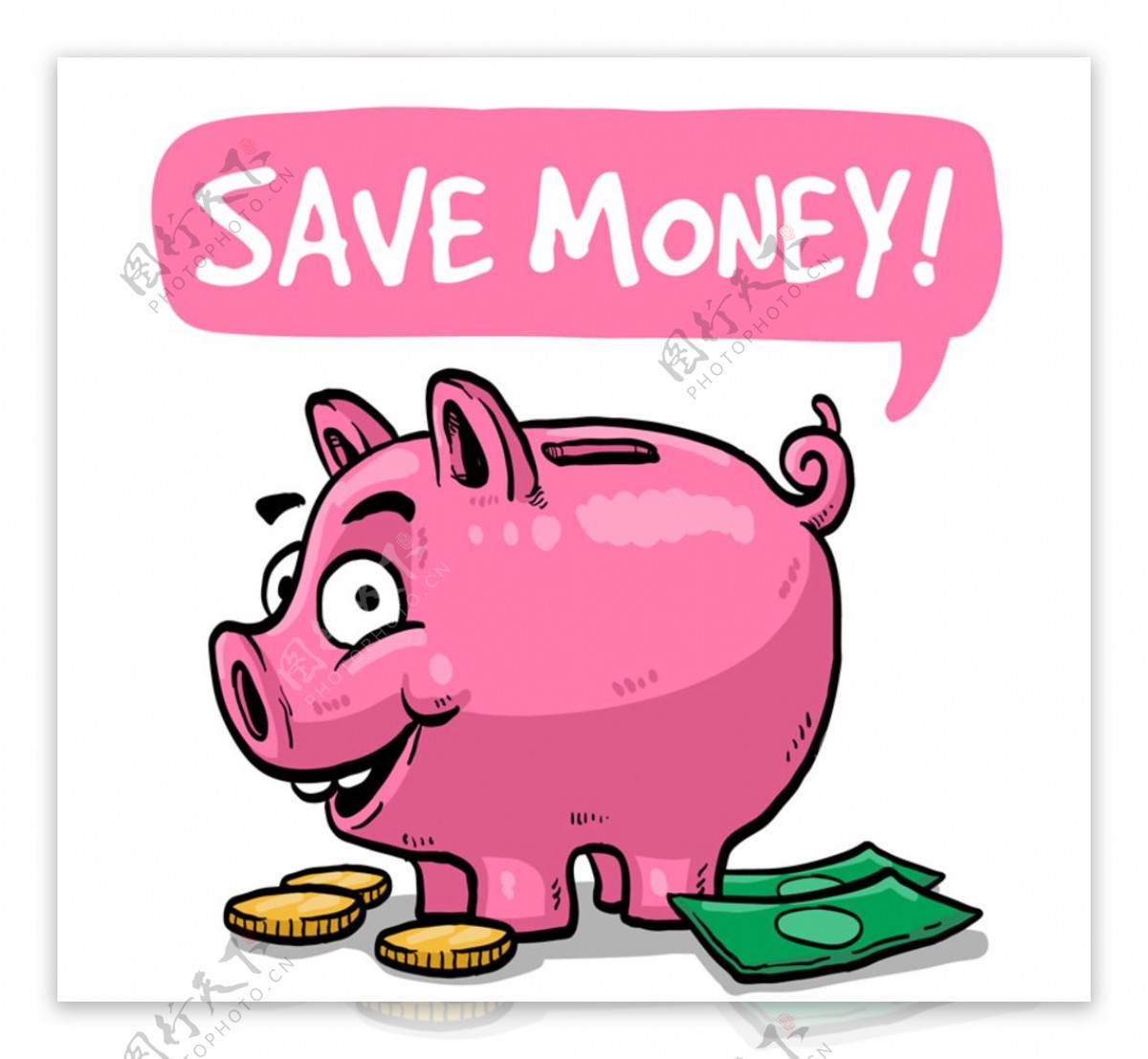 粉色卡通猪存钱罐