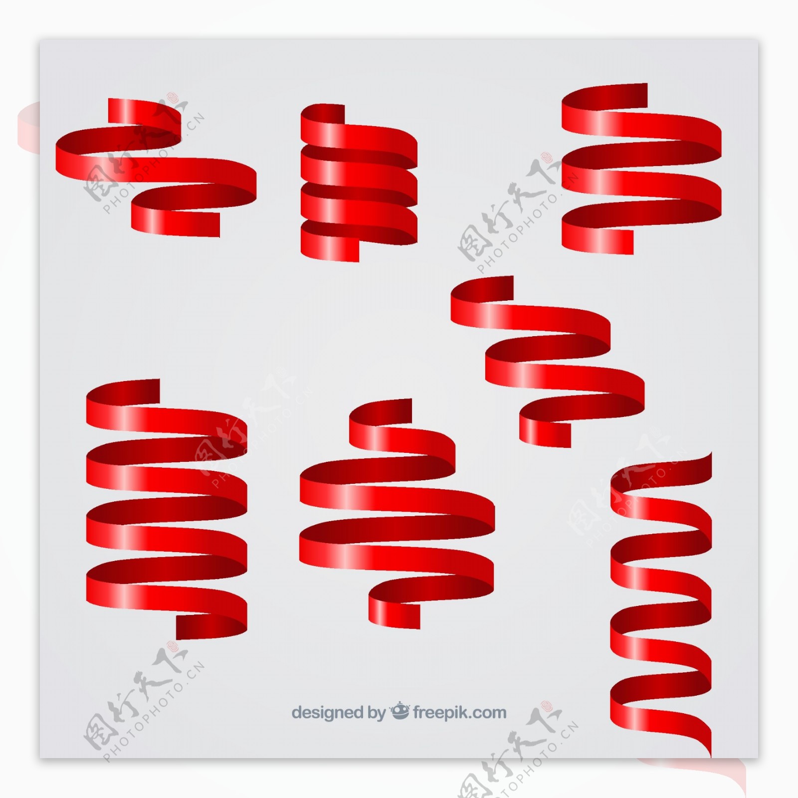 红色螺旋丝带矢量素材