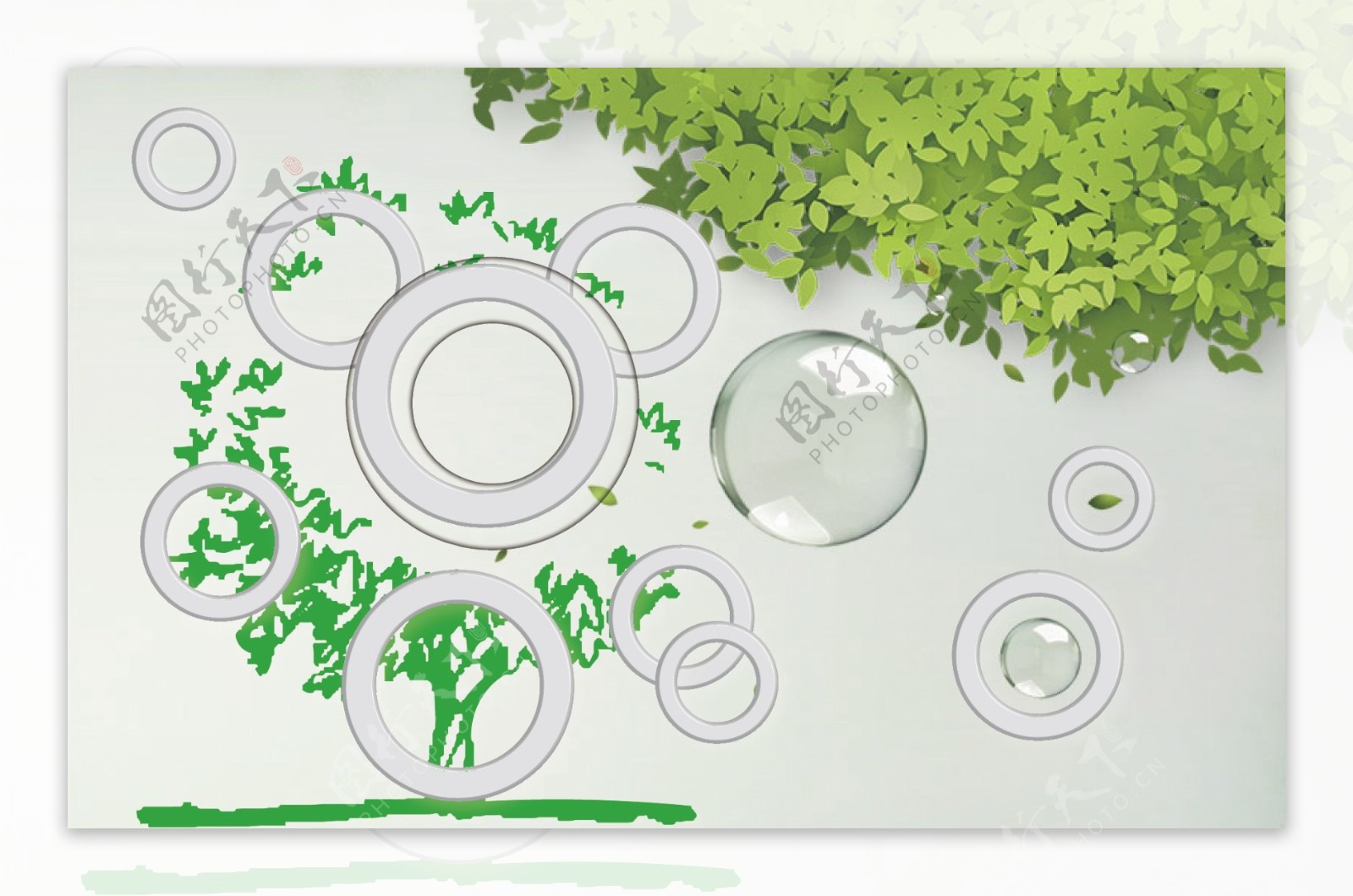3D绿色环保树立体装饰背景墙