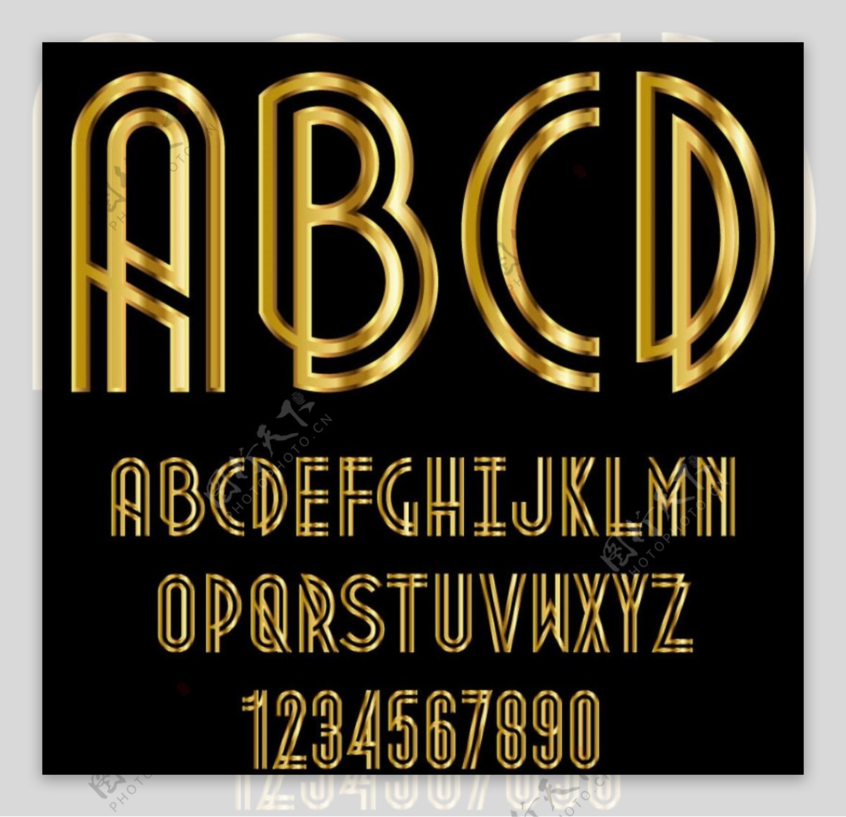 金色光泽字母设计矢量素材