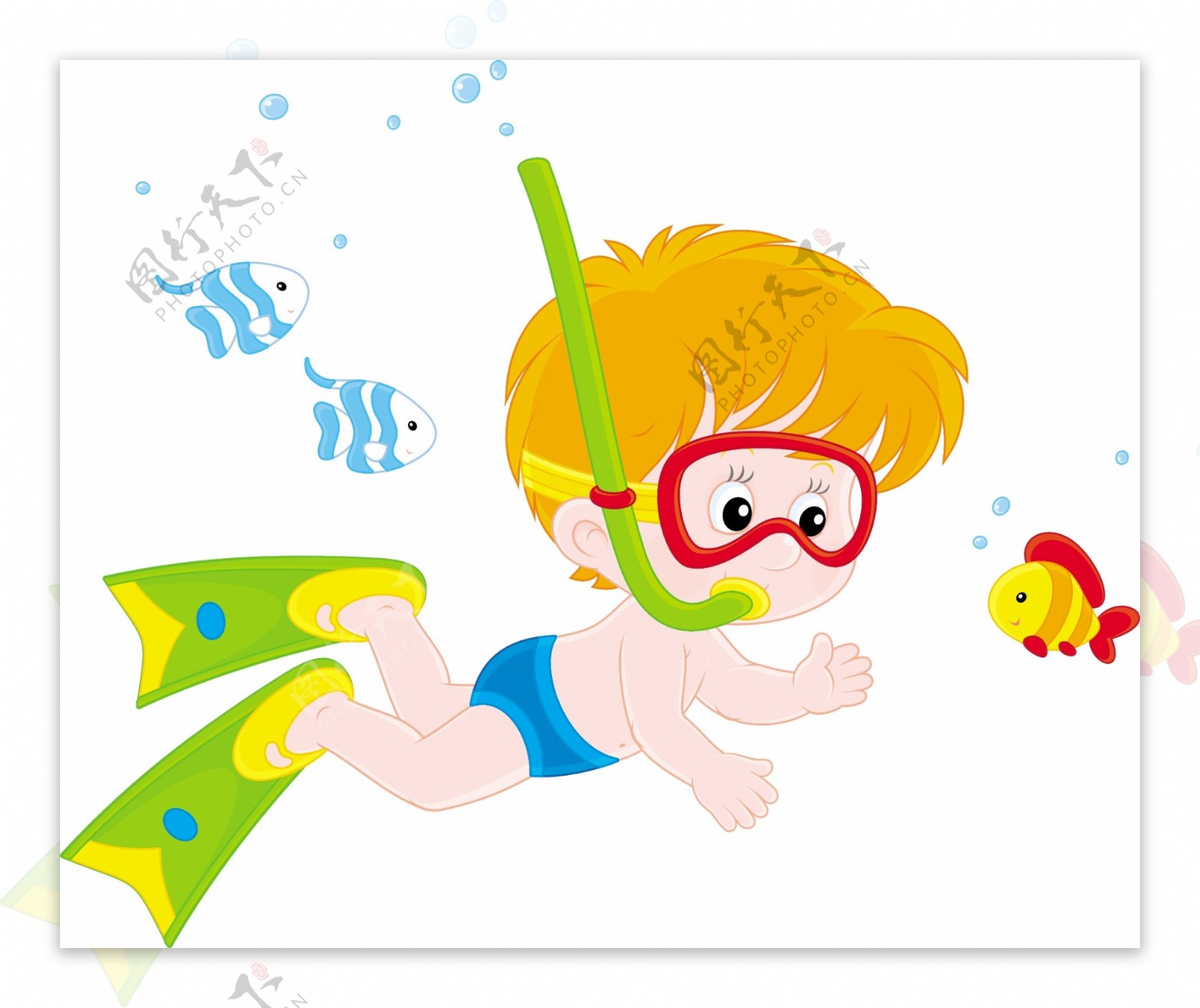 卡通儿童潜水员