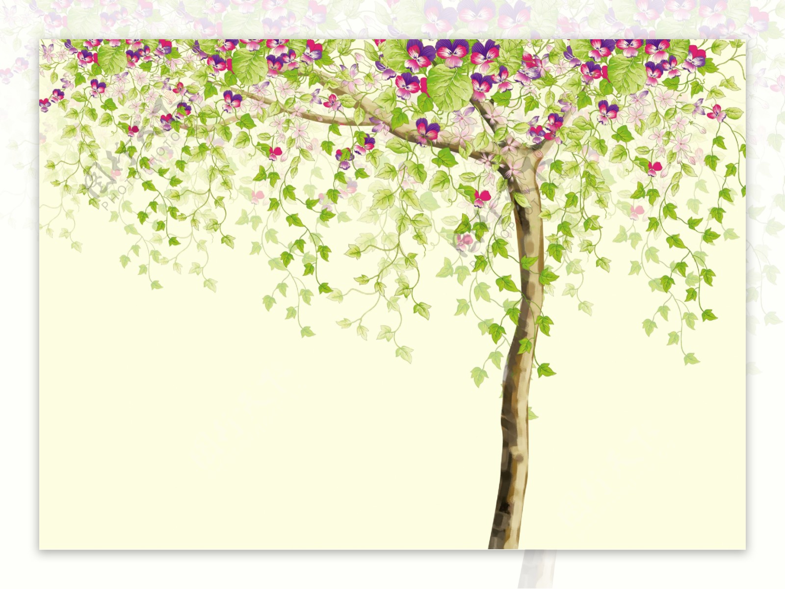 树木花藤装饰背景墙
