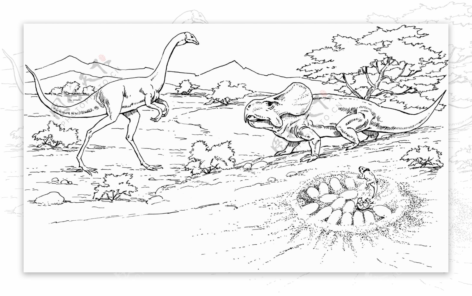 恐龙素描图片素材-编号27094665-图行天下