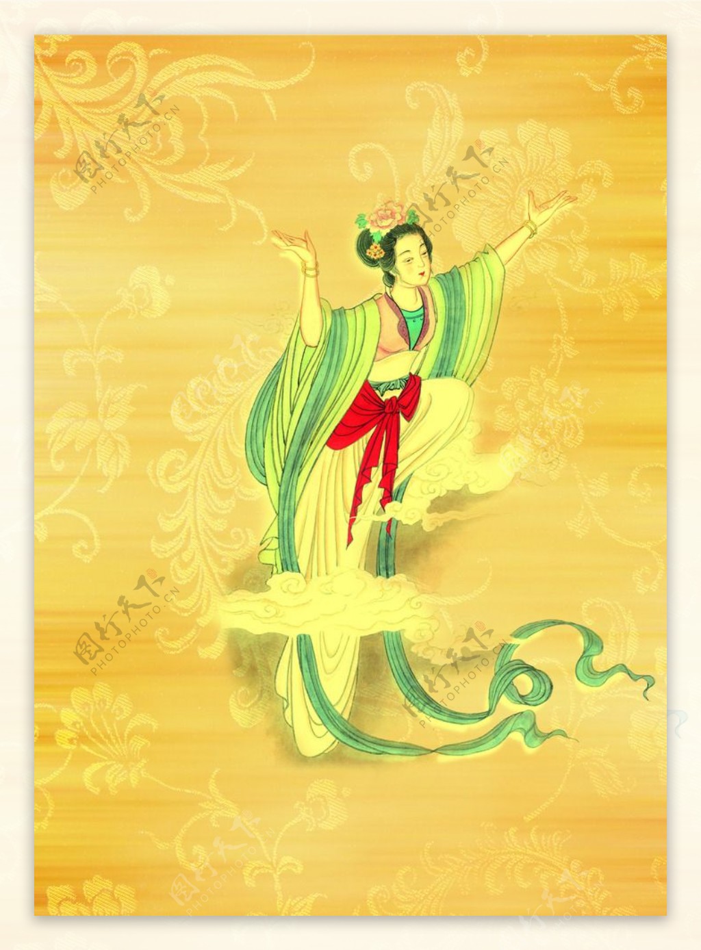 中国传统书画美女PSD素材