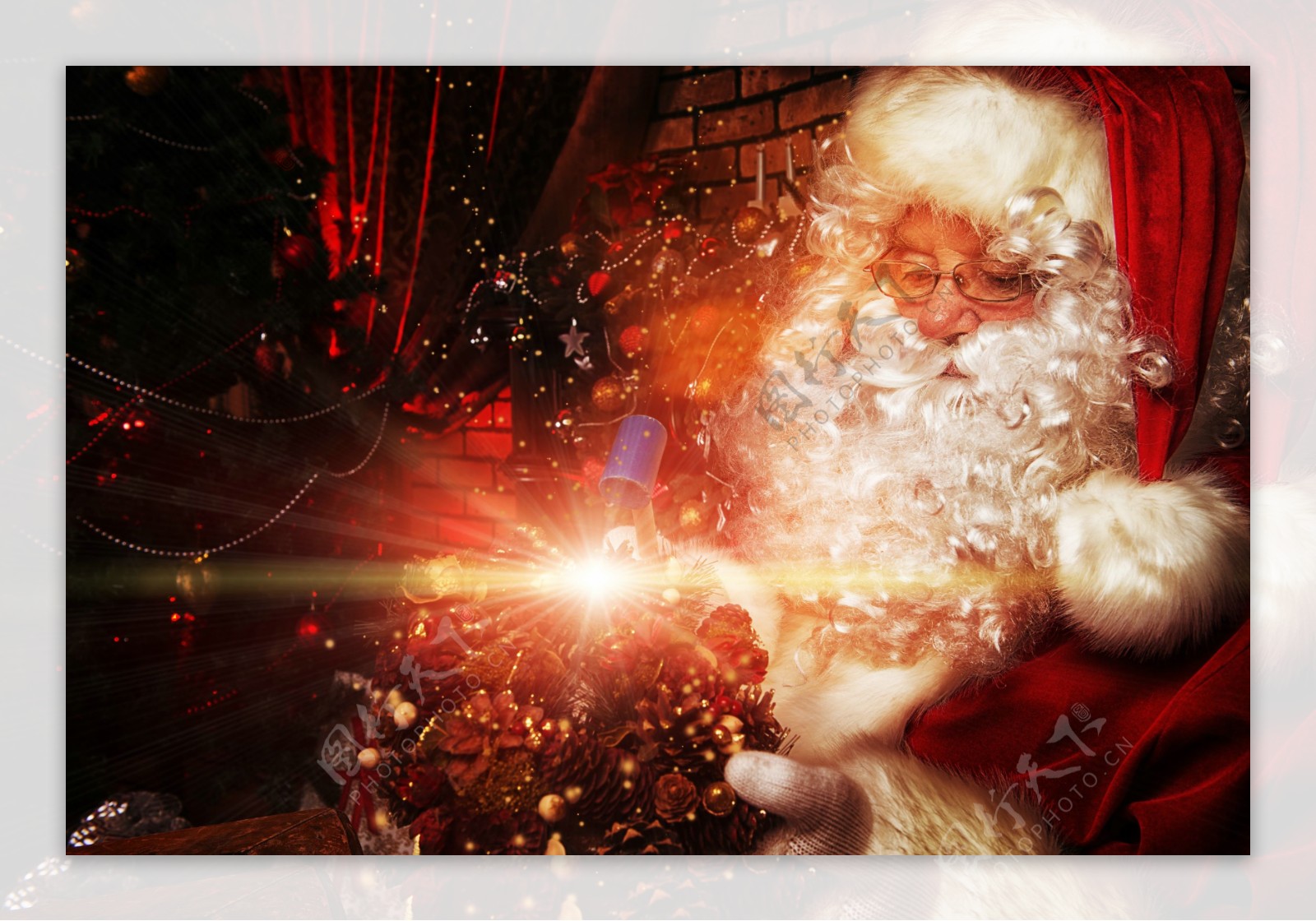 光芒与圣诞老人图片