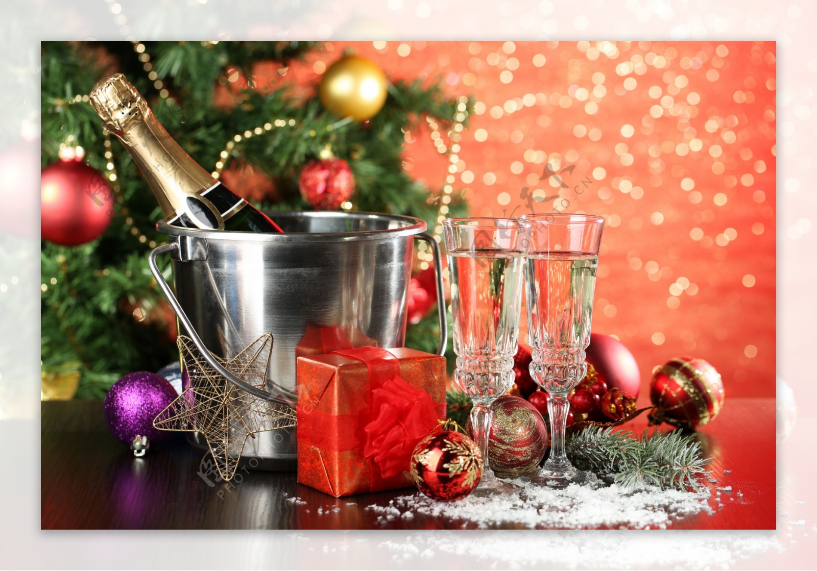 圣诞节香槟酒图片