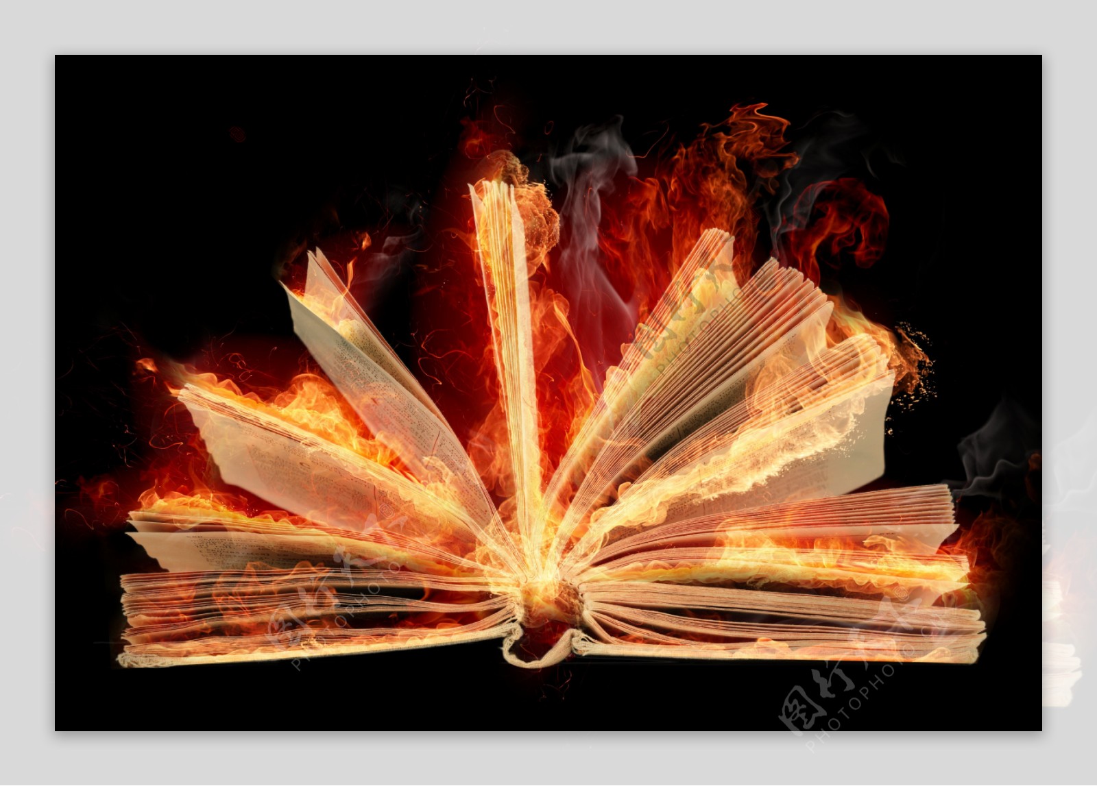 书本与火焰图片