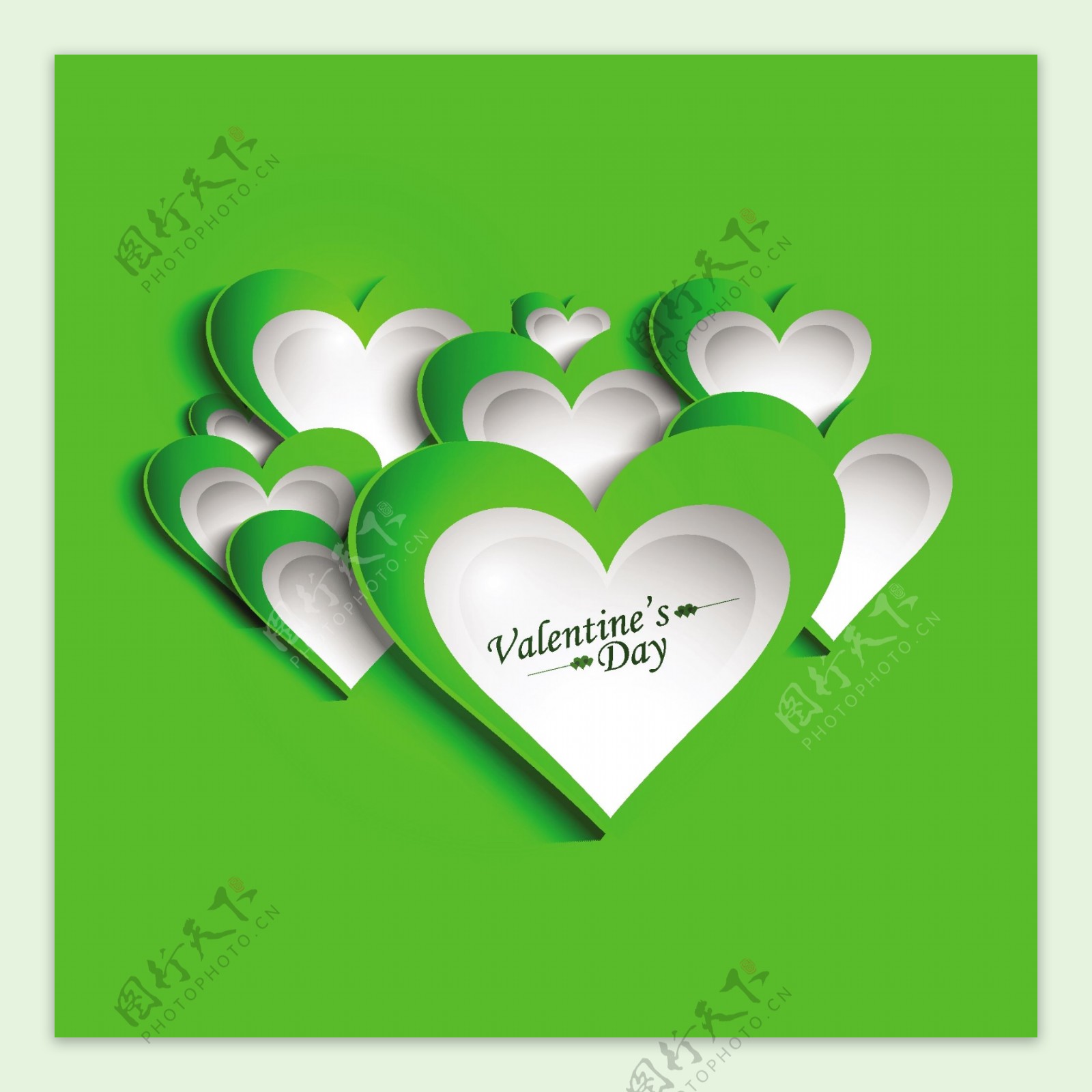 闪亮的绿色卡与美丽的心