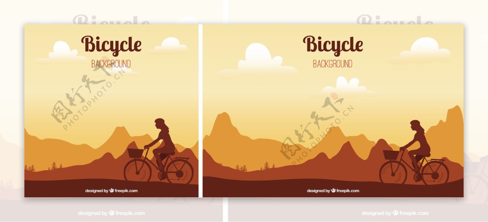骑自行车的日落背景