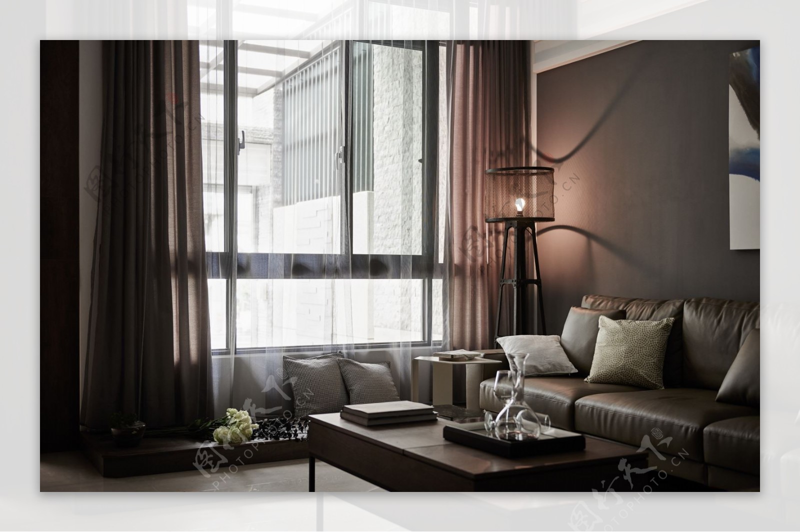 现代简约客厅沙发落地窗设计图