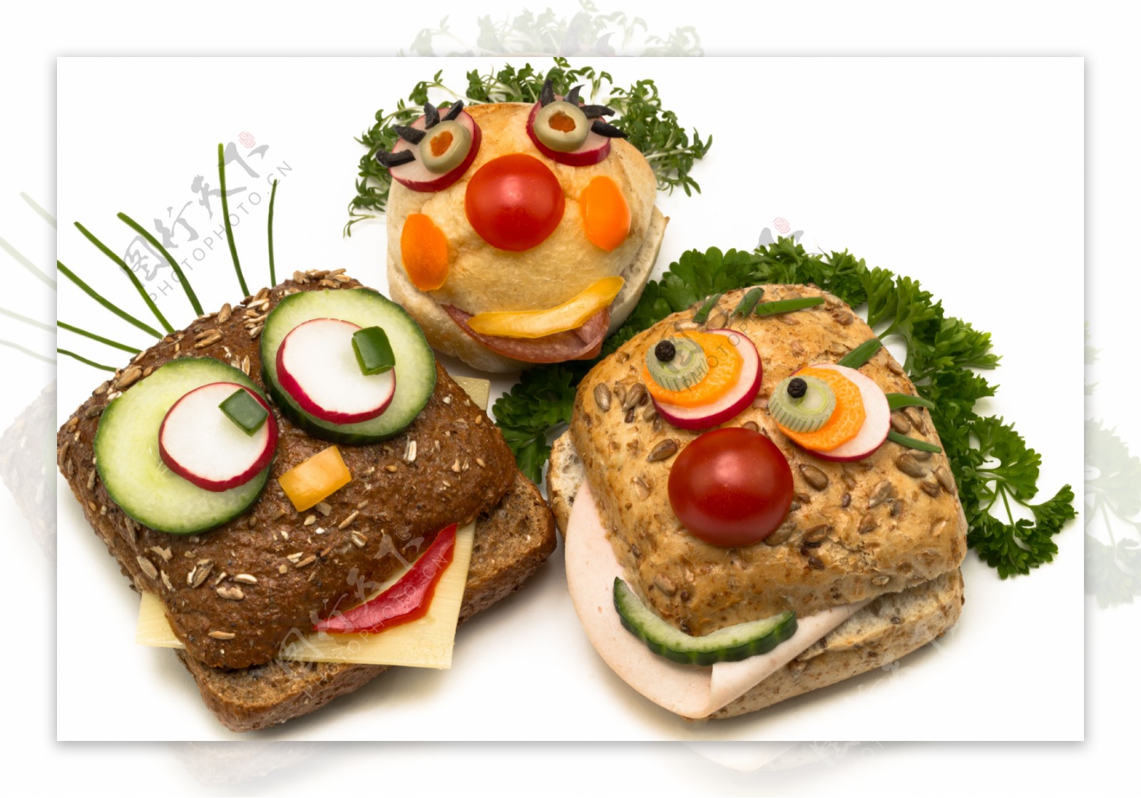 创意水果蔬菜三明治图片