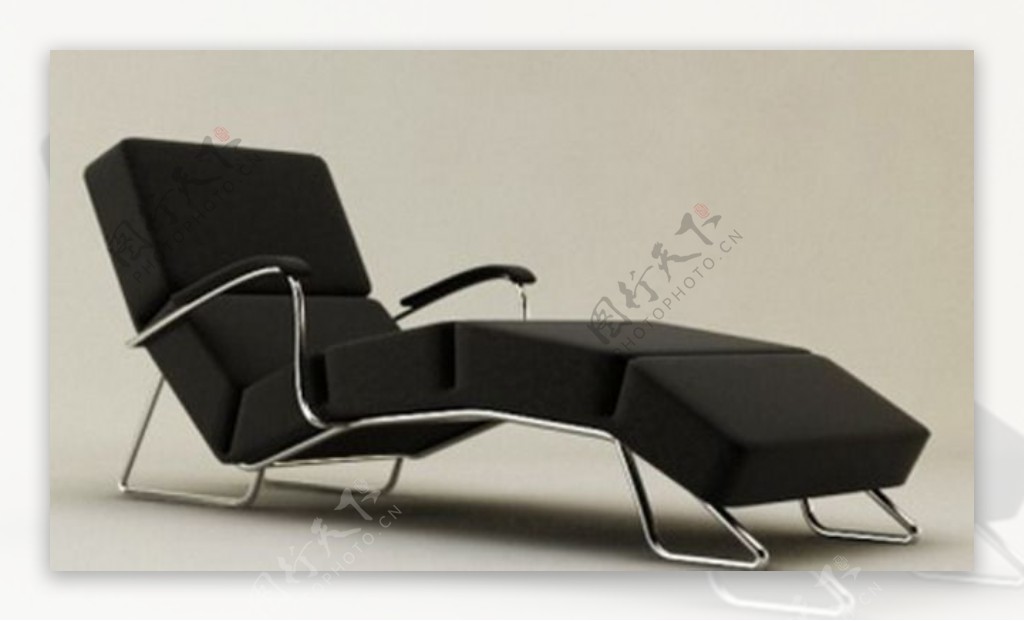 黑色软躺椅3D模型
