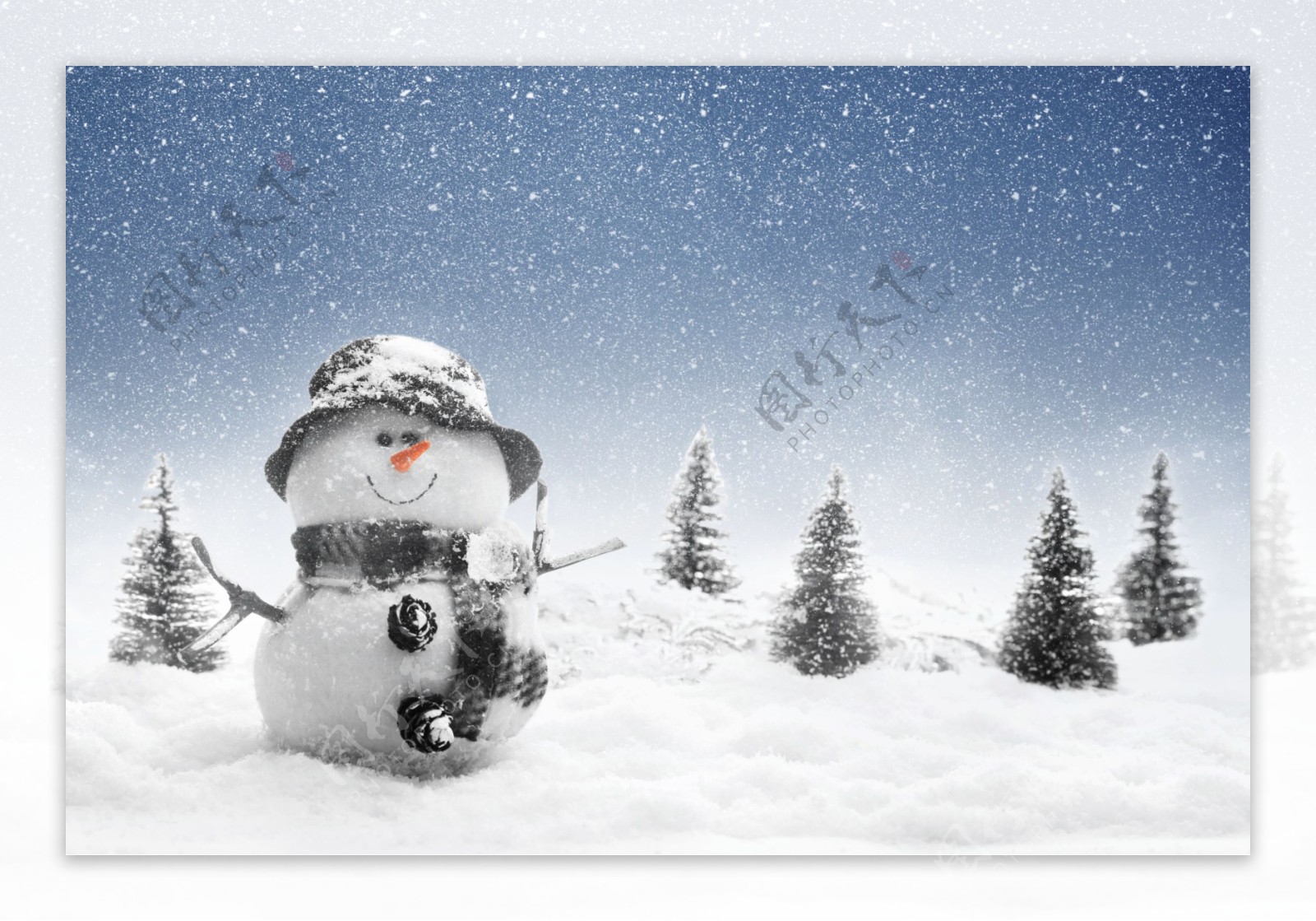 美丽冬天雪景雪人图片