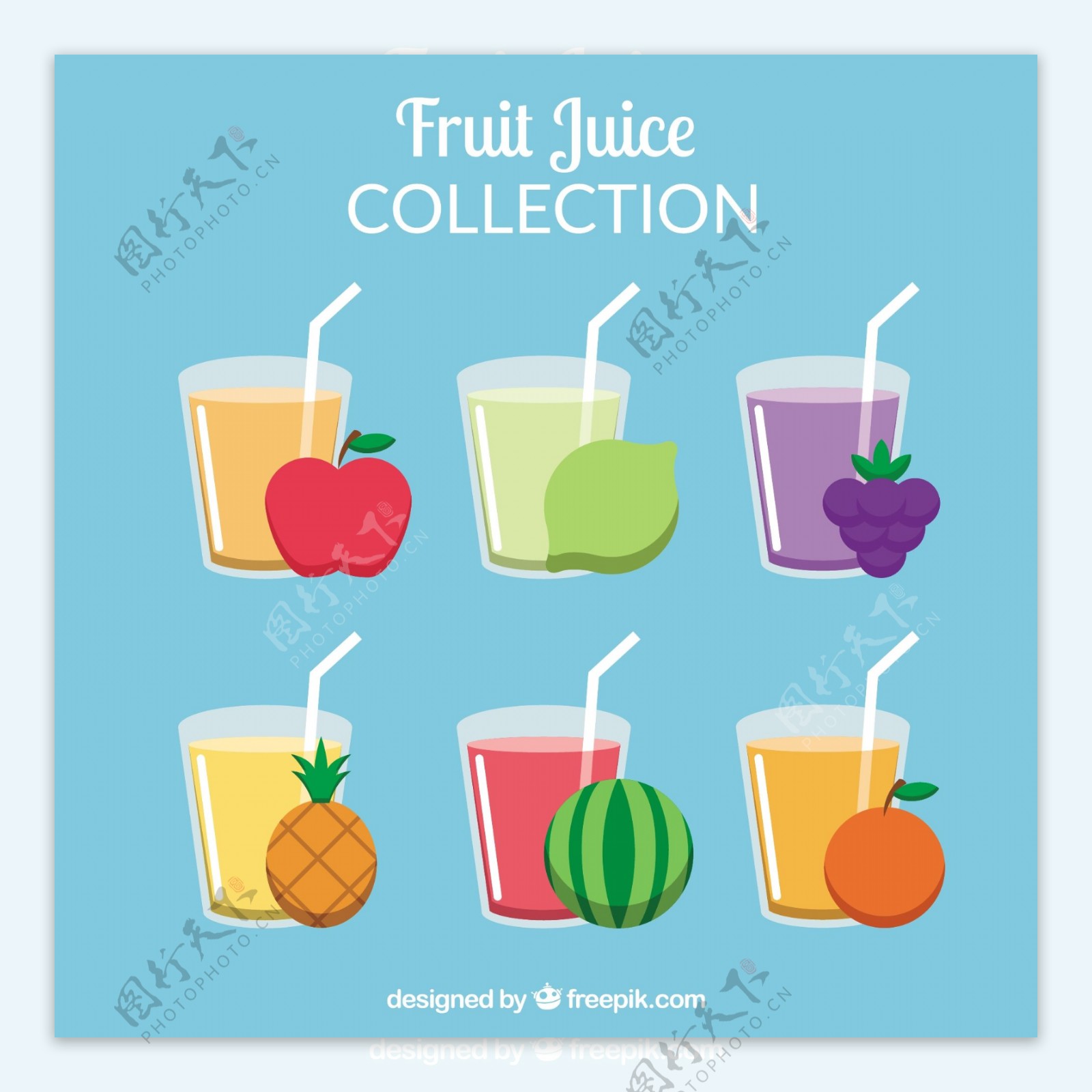 彩色美味的果汁插图