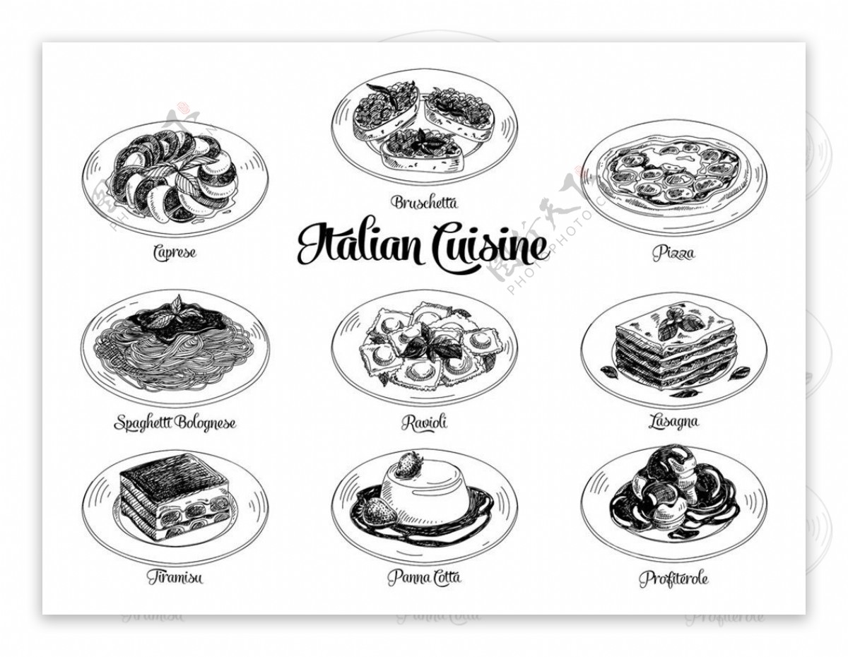 意大利美食插画图片
