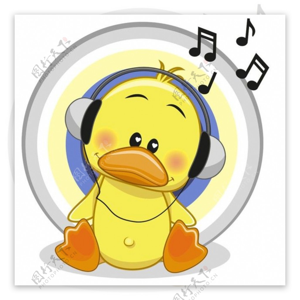 听音乐的卡通鸭子图片