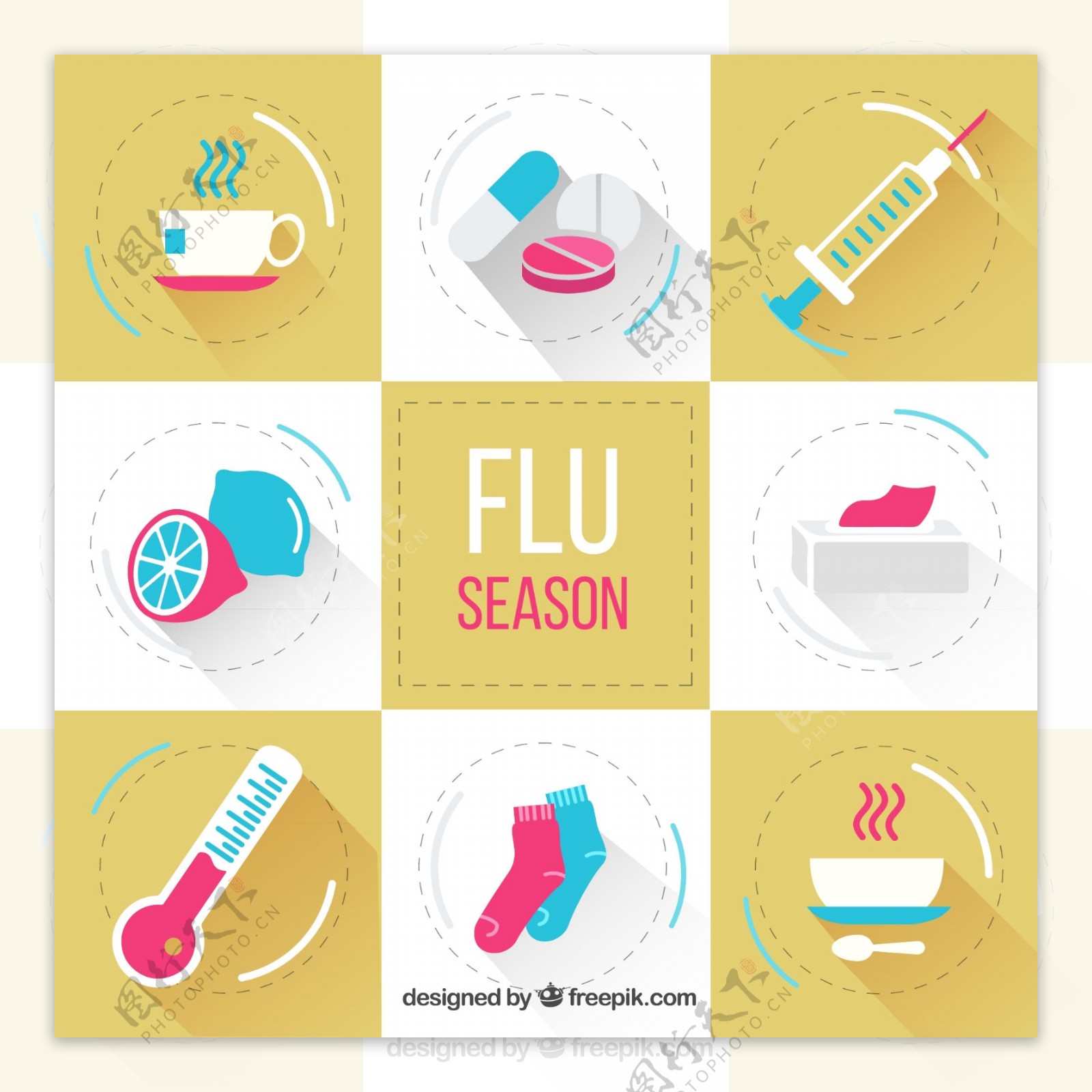 8款流感季节元素图标