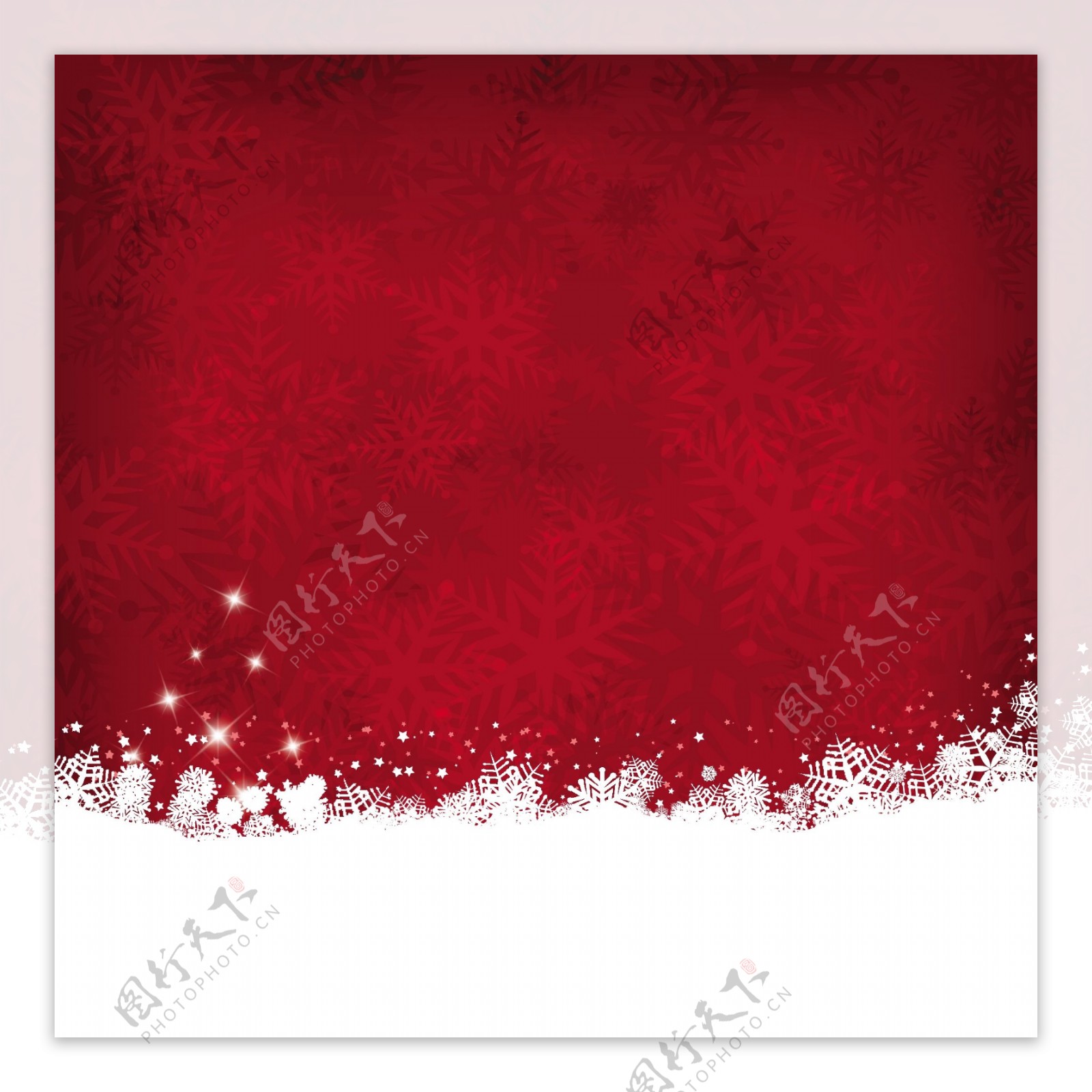 红色圣诞背景与雪