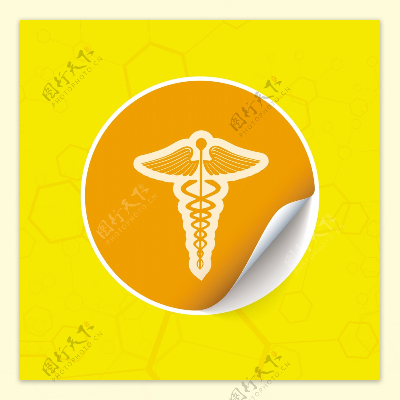 以黄色背景医学符号抽象医学概念