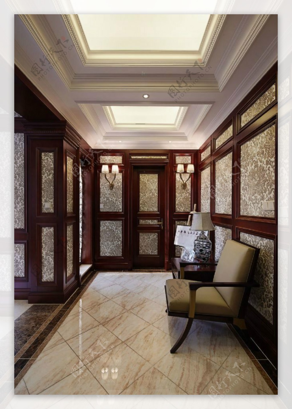 美式别墅古典客厅装修效果图
