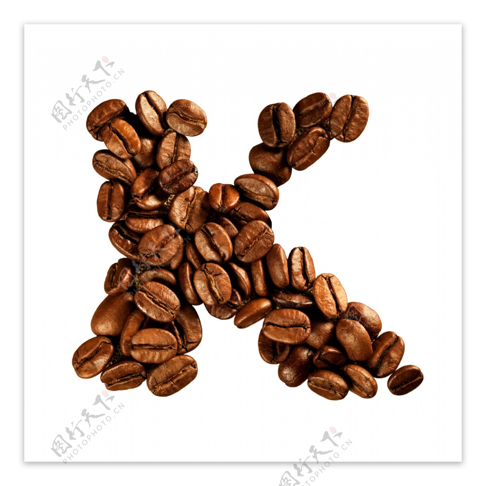 咖啡豆组成的字母K