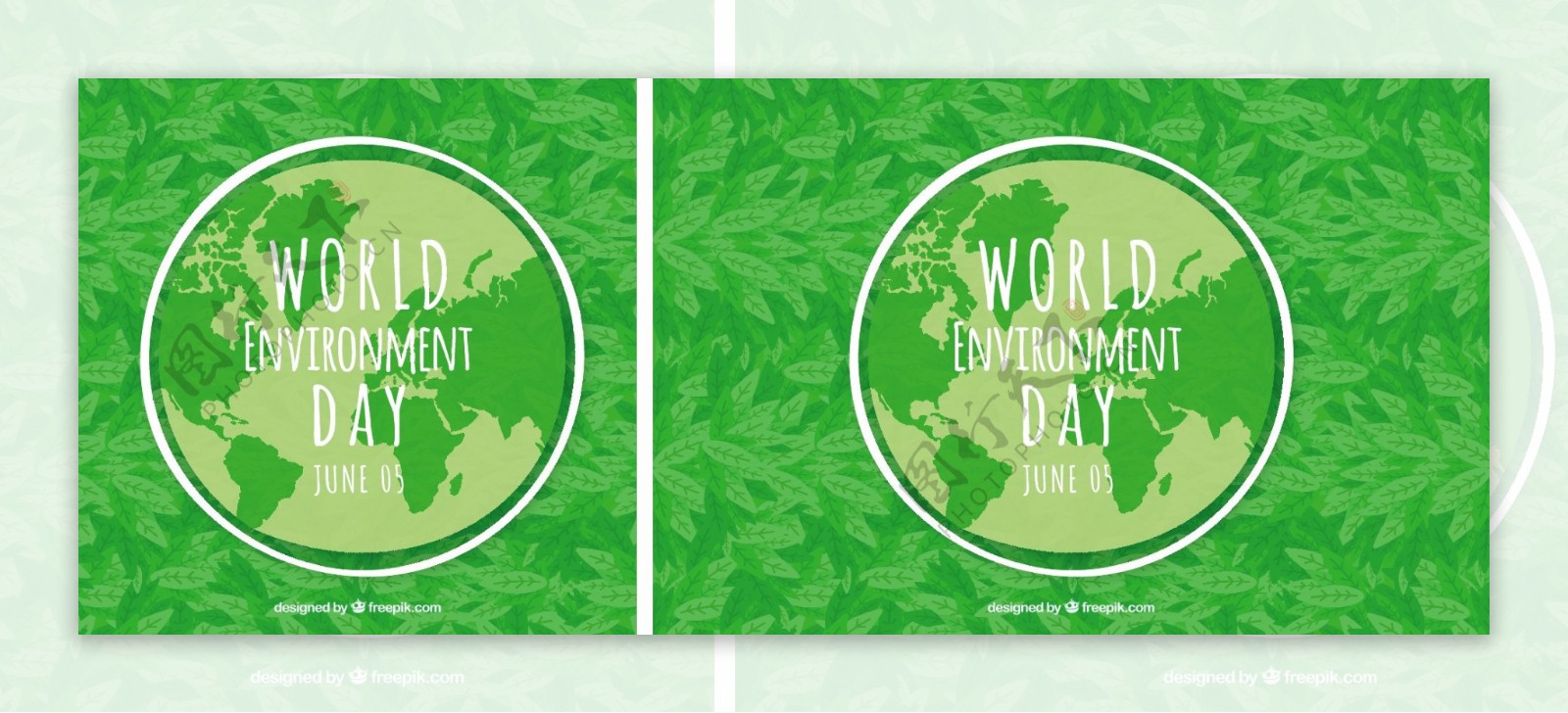 世界环境日背景与世界地图和树叶