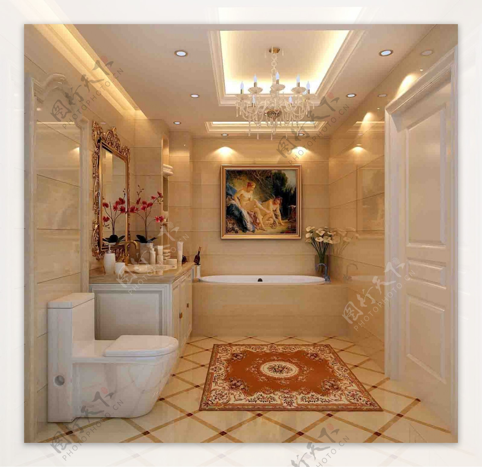 豪华金色浴室