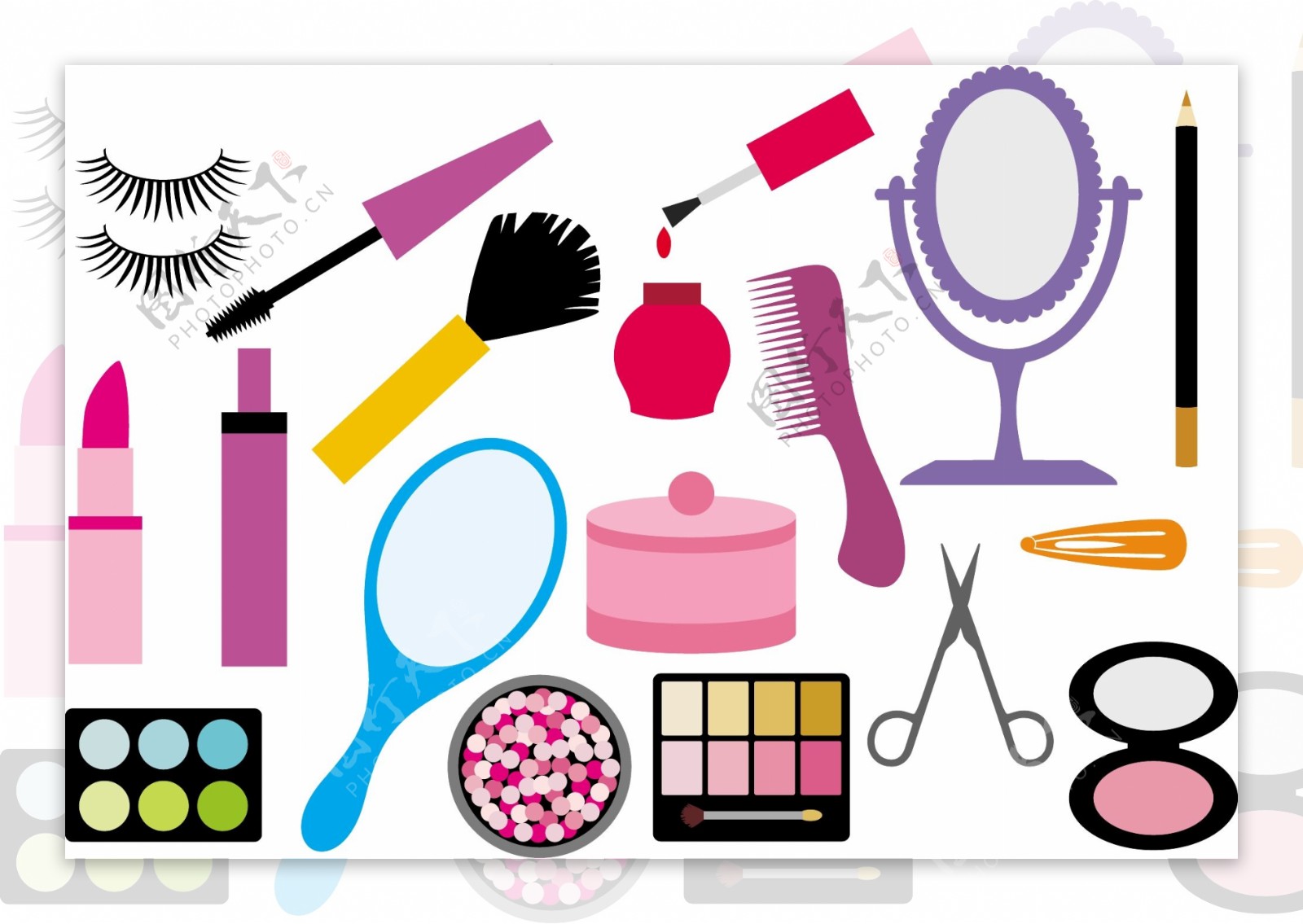 矢量彩妆与化妆工具