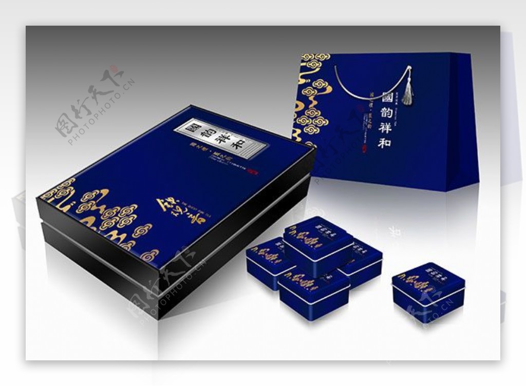 中国风茶叶全套包装设计效果图PSD素材