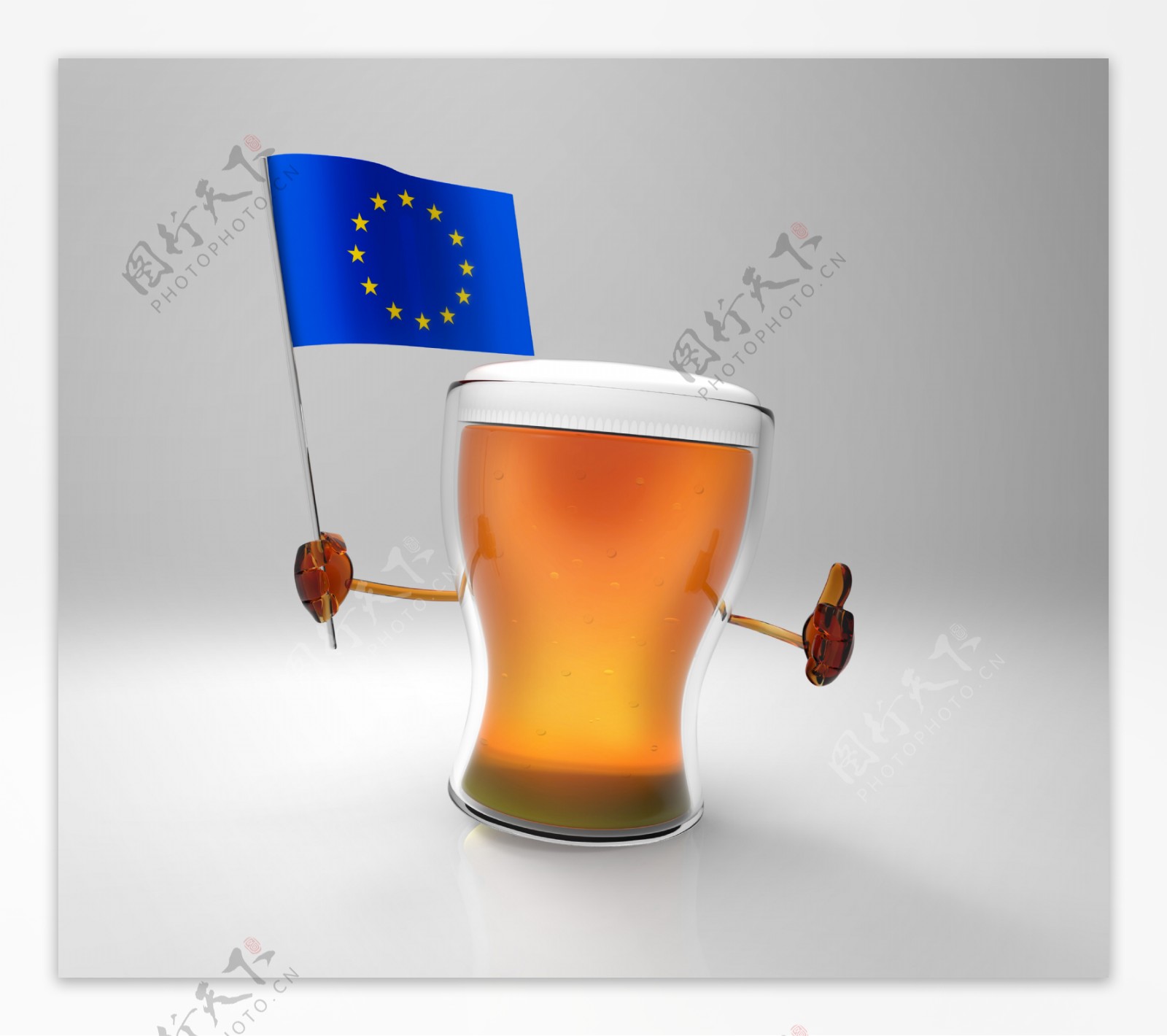 欧洲联盟国旗与啤酒