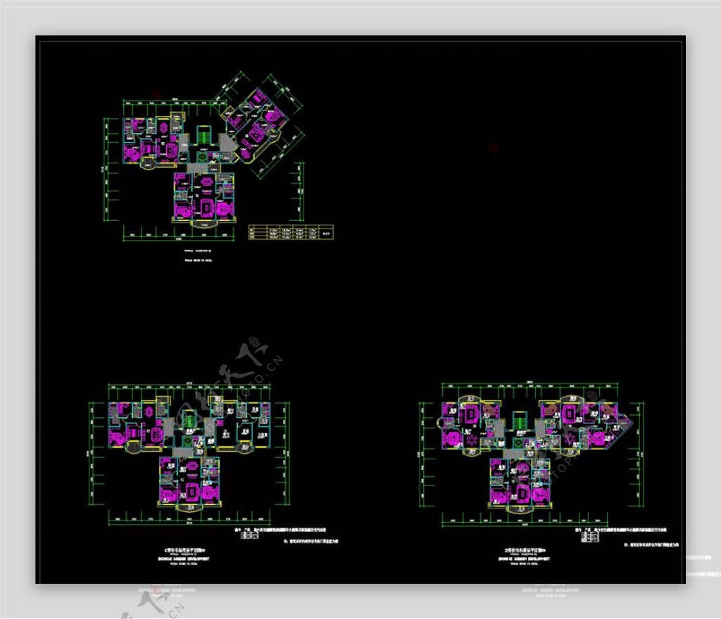 花园三户cad平面图