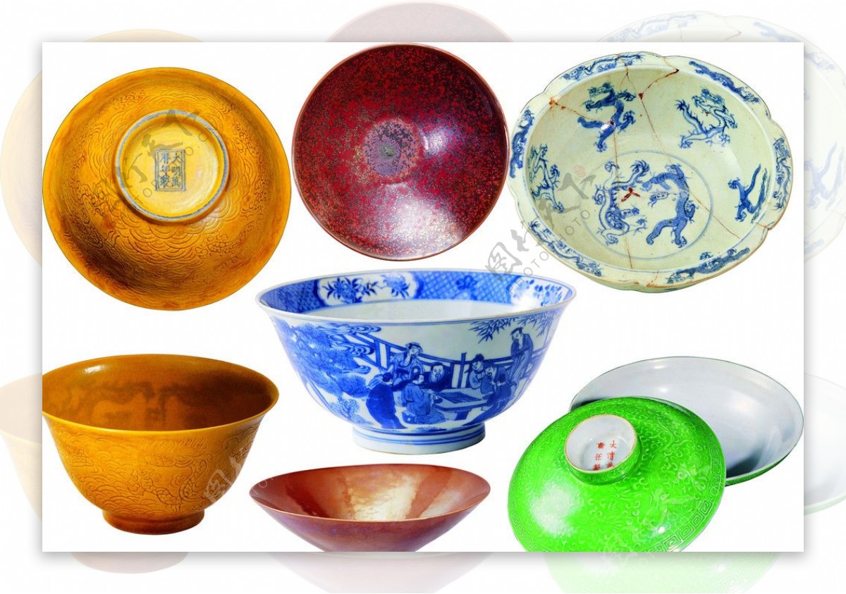 7款陶瓷碗木碗PSD