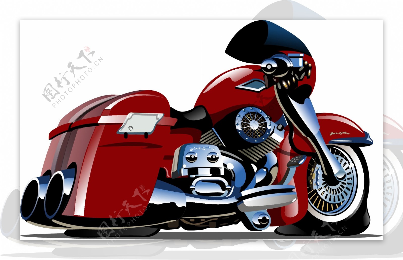 红色老式摩托车插图设计