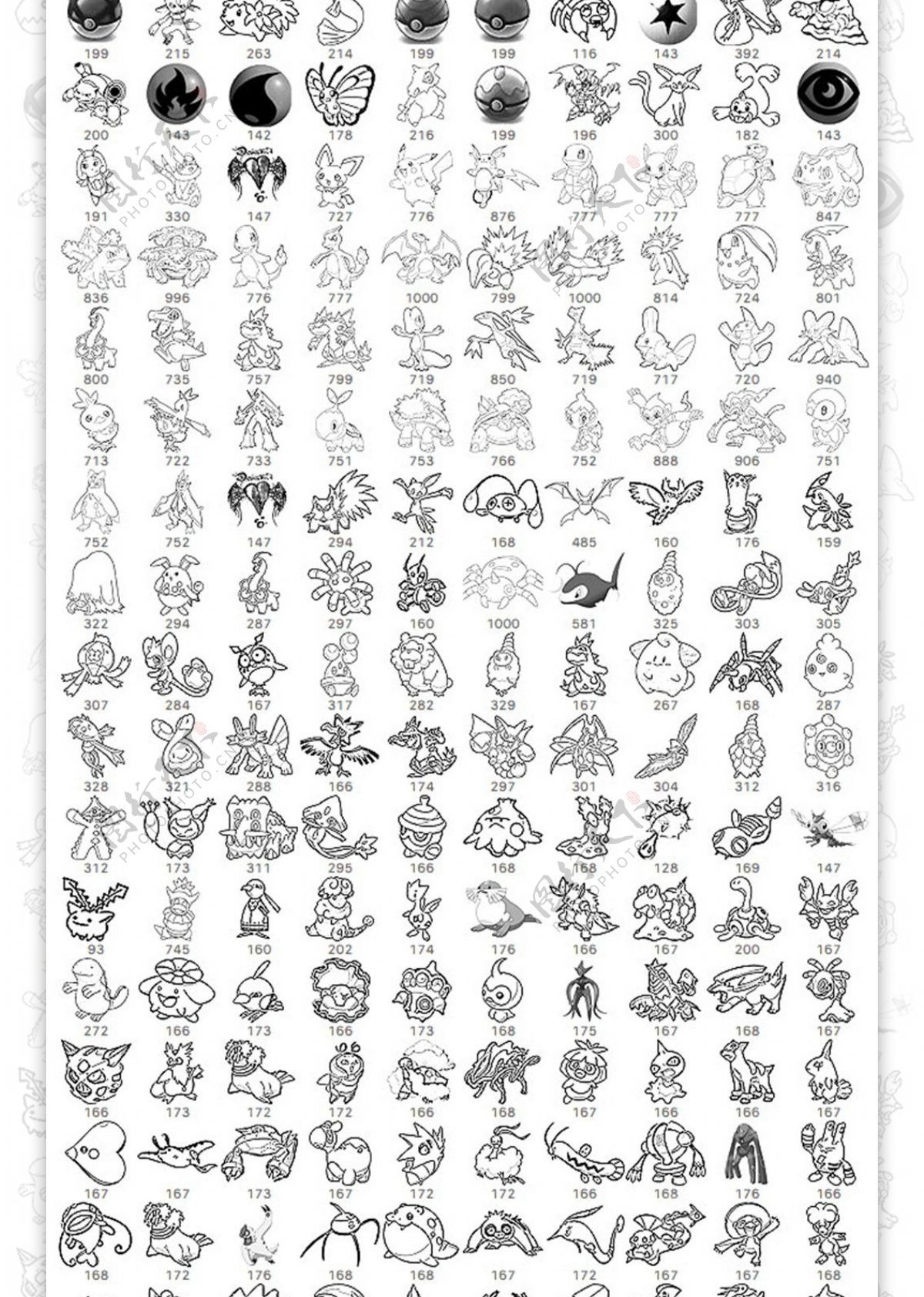宠物小精灵PokemenGO线框图形PS笔刷素材