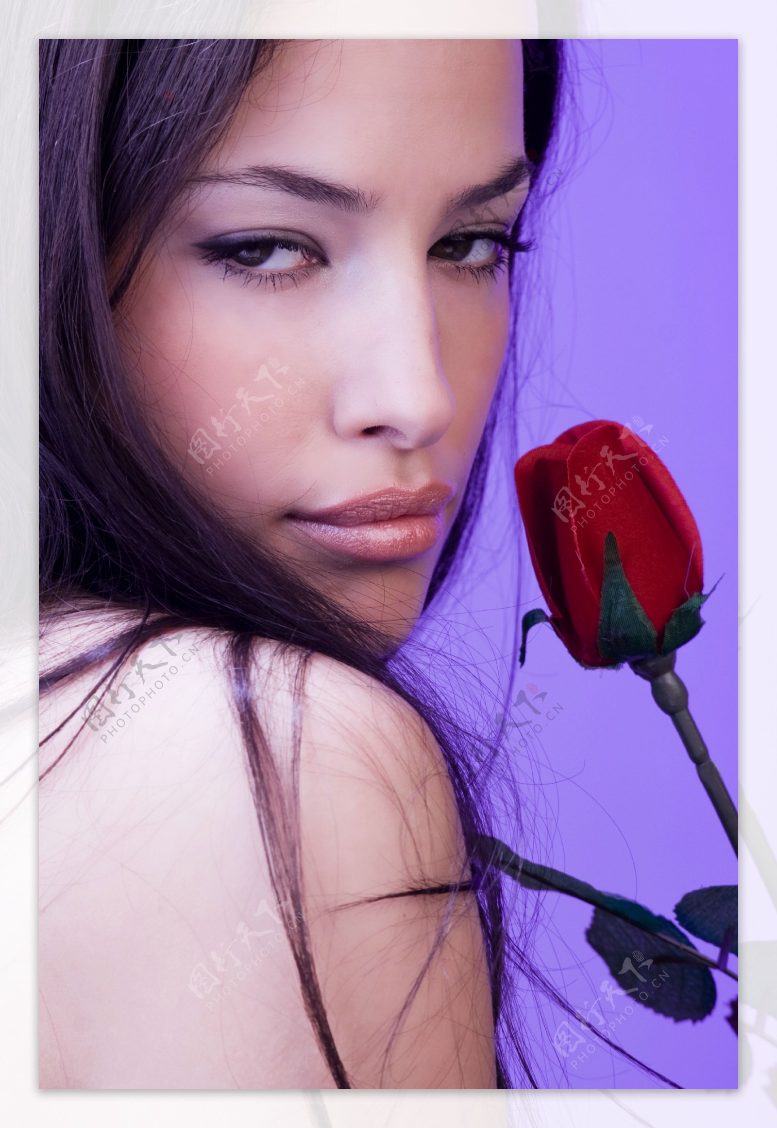 手拿玫瑰花的美女图片素材-编号26371605-图行天下