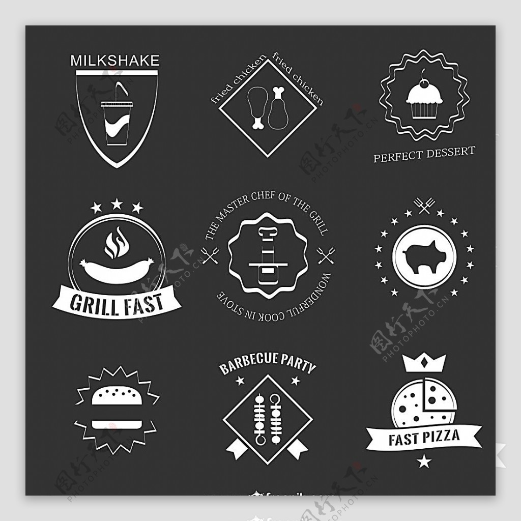 9款食物标签标志设计矢量素材图片